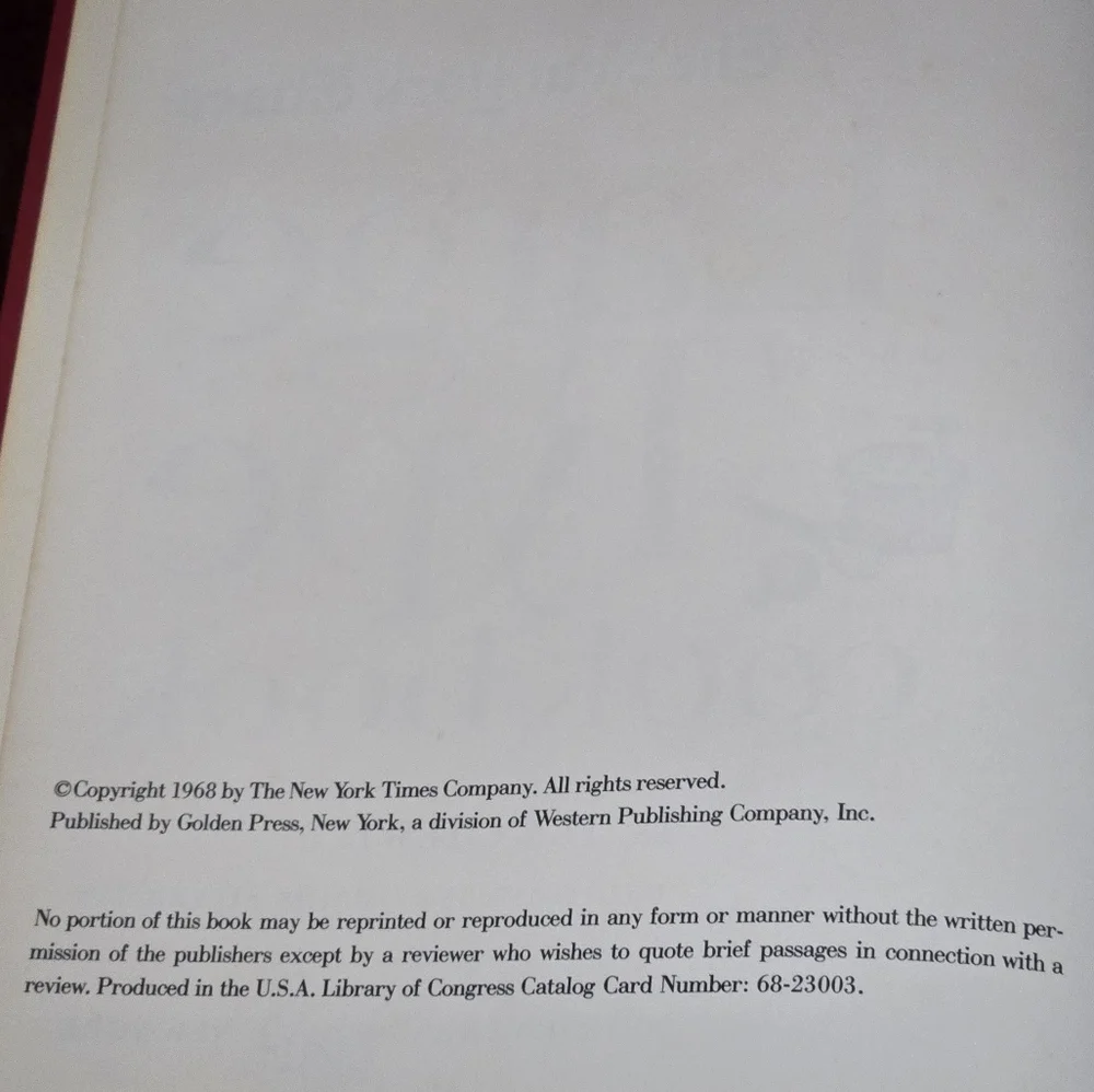 1968 VTG The New York Times Large Type Cook Book, Hardcover, Golden Press NY